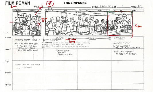 The Simpsons Production Animation Storyboard Copy Fox 2003 CS-18