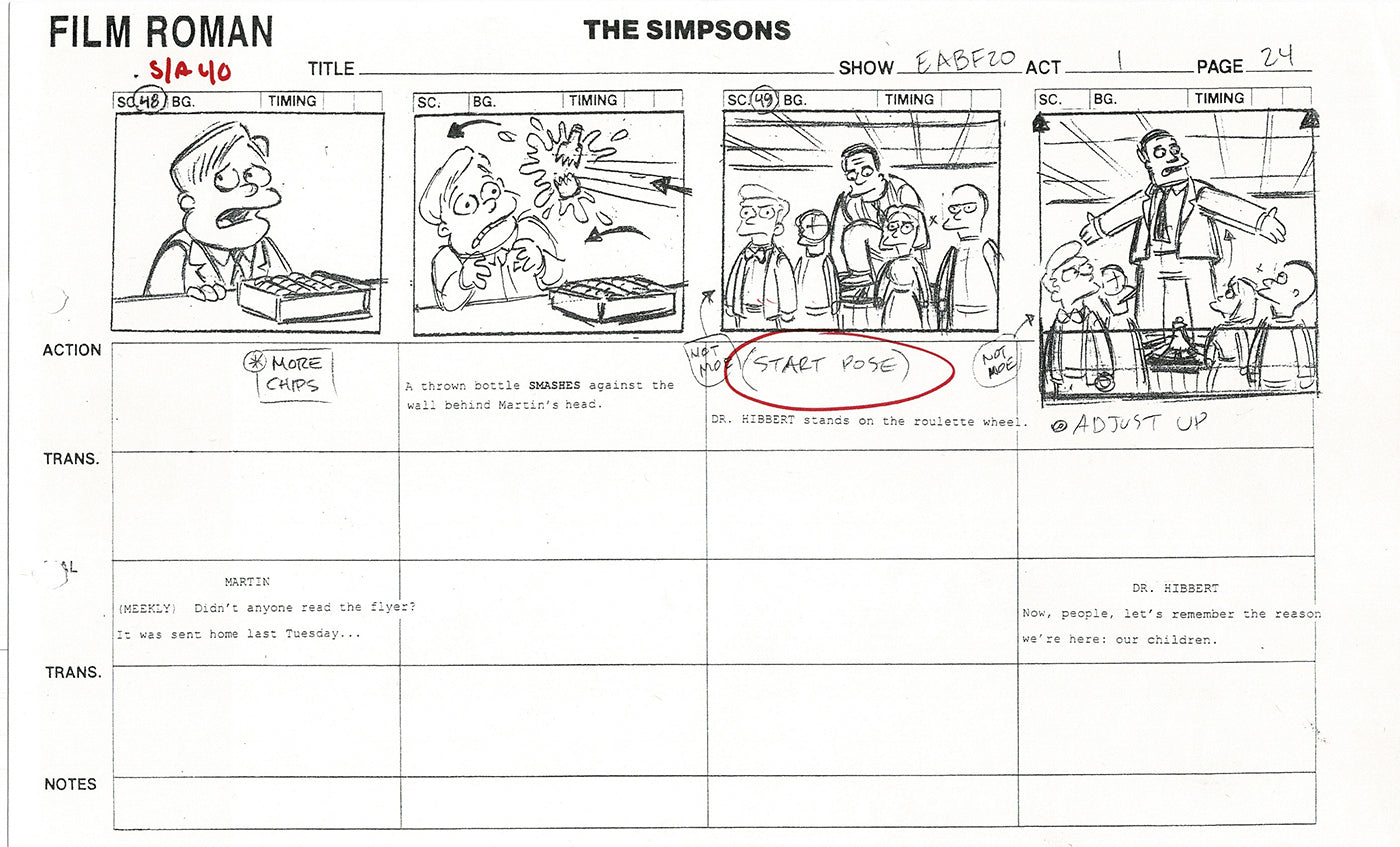 The Simpsons Production Animation Storyboard Copy Fox 2003 CS-19