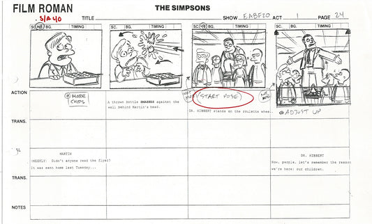 The Simpsons Production Animation Storyboard Copy Fox 2003 CS-19