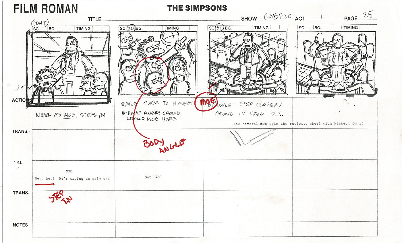 The Simpsons Production Animation Storyboard Copy Fox 2003 CS-20