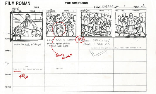 The Simpsons Production Animation Storyboard Copy Fox 2003 CS-20
