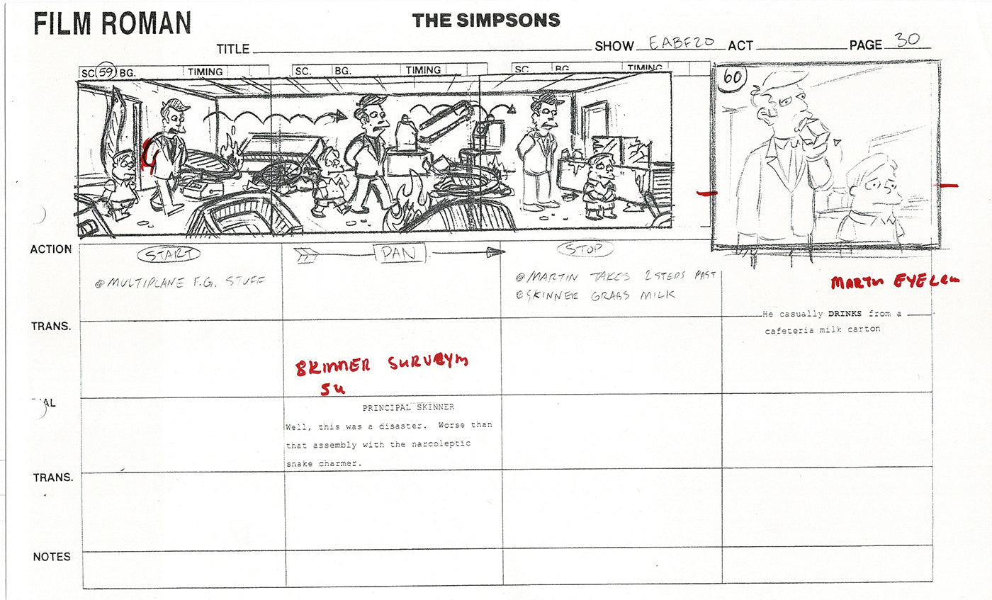 The Simpsons Production Animation Storyboard Copy Fox 2003 CS-25