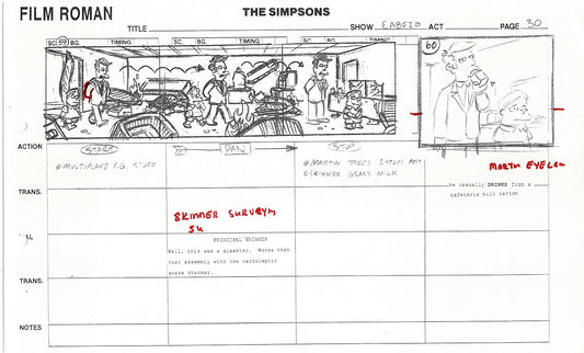 The Simpsons Production Animation Storyboard Copy Fox 2003 CS-25