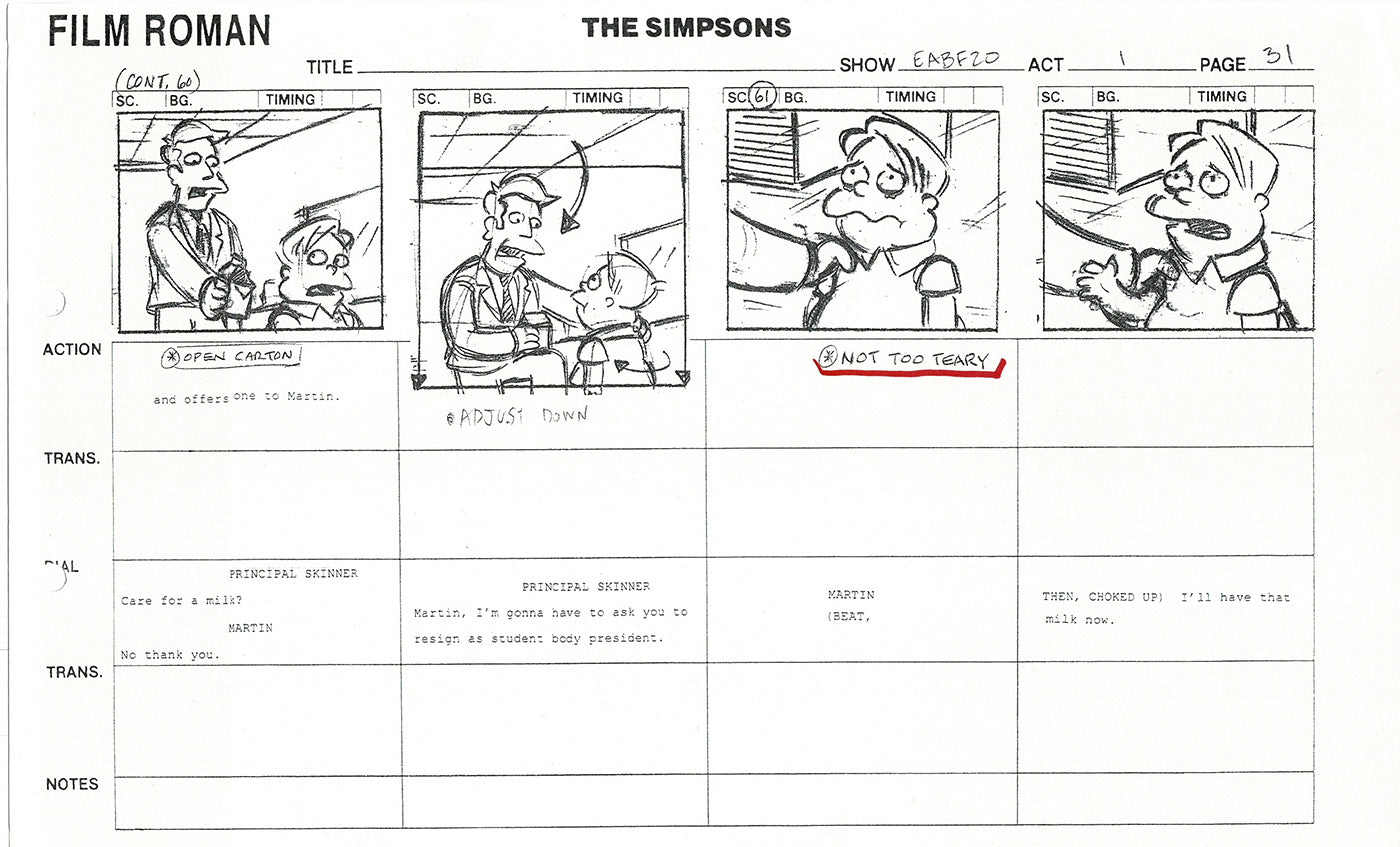 The Simpsons Production Animation Storyboard Copy Fox 2003 CS-26