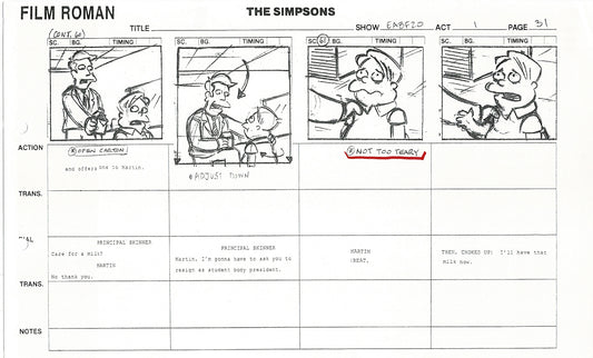 The Simpsons Production Animation Storyboard Copy Fox 2003 CS-26