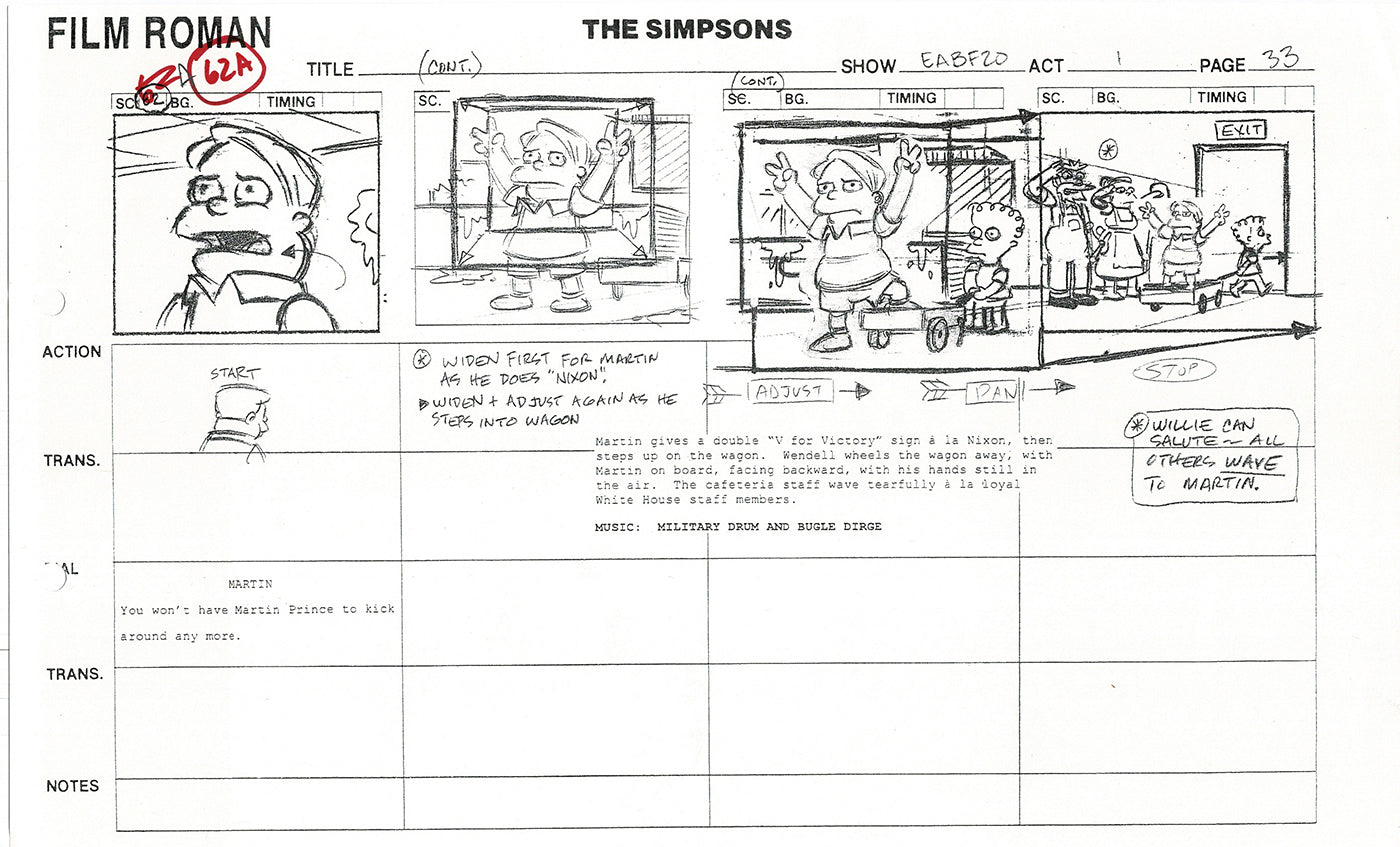 The Simpsons Production Animation Storyboard Copy Fox 2003 CS-28