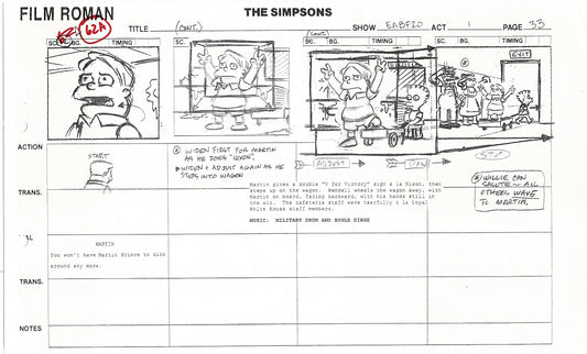 The Simpsons Production Animation Storyboard Copy Fox 2003 CS-28