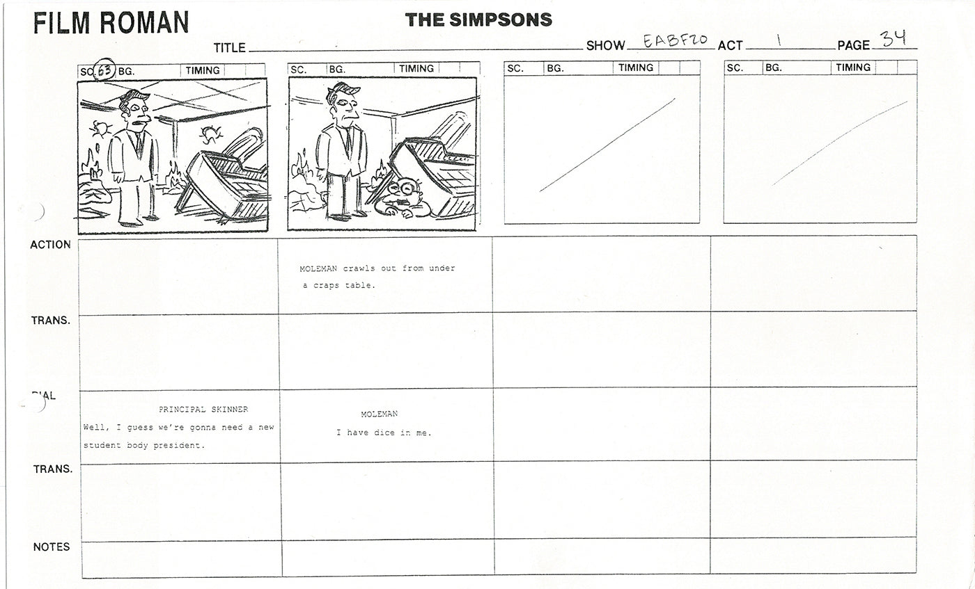 The Simpsons Production Animation Storyboard Copy Fox 2003 CS-29
