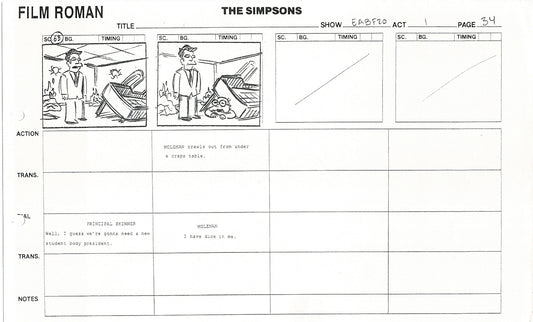 The Simpsons Production Animation Storyboard Copy Fox 2003 CS-29