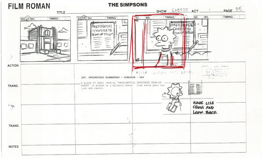 The Simpsons Production Animation Storyboard Copy Fox 2003 CS-30