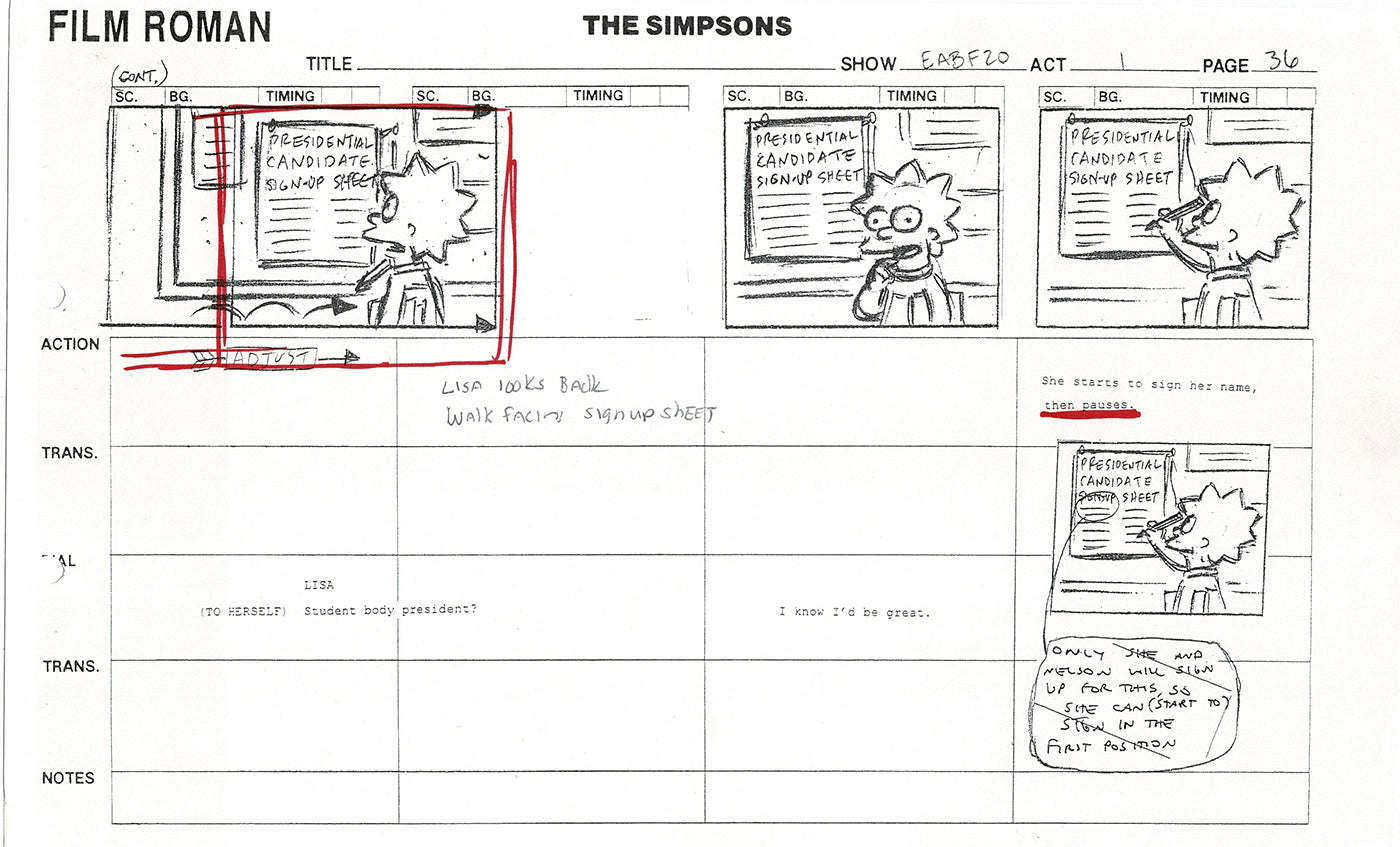 The Simpsons Production Animation Storyboard Copy Fox 2003 CS-31