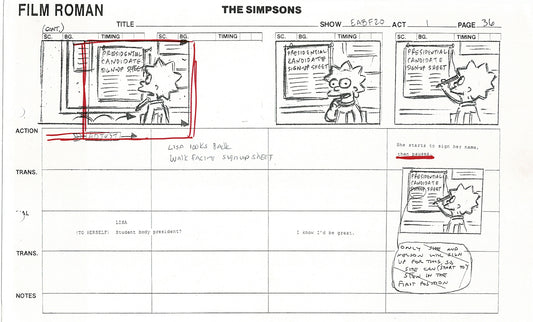 The Simpsons Production Animation Storyboard Copy Fox 2003 CS-31