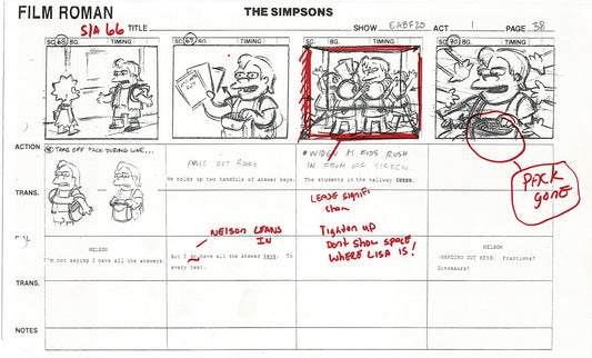 The Simpsons Production Animation Storyboard Copy Fox 2003 CS-33