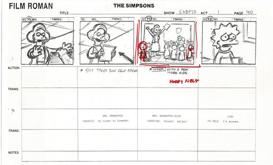 The Simpsons Production Animation Storyboard Copy Fox 2003 CS-35