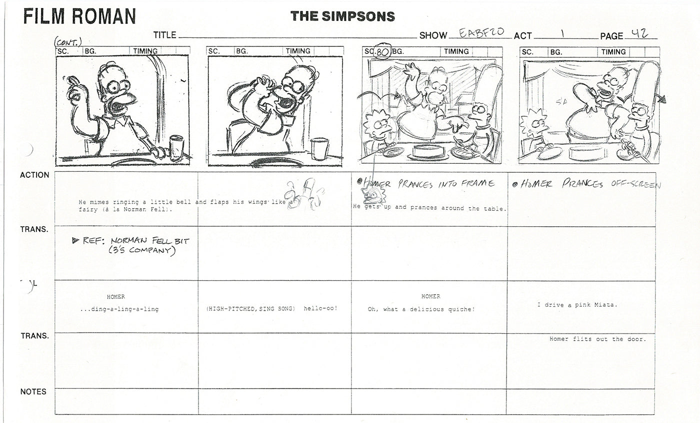 The Simpsons Production Animation Storyboard Copy Fox 2003 CS-37