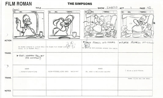 The Simpsons Production Animation Storyboard Copy Fox 2003 CS-37