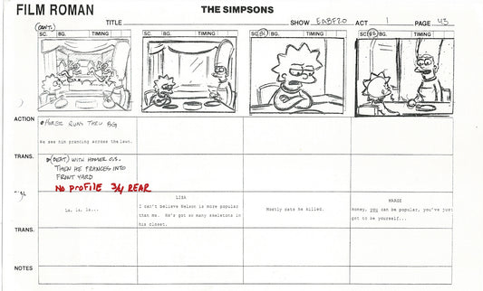 The Simpsons Production Animation Storyboard Copy Fox 2003 CS-38
