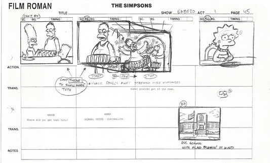 The Simpsons Production Animation Storyboard Copy Fox 2003 CS-40