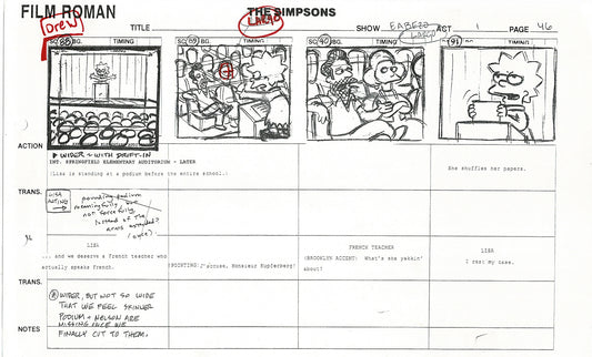 The Simpsons Production Animation Storyboard Copy Fox 2003 CS-41