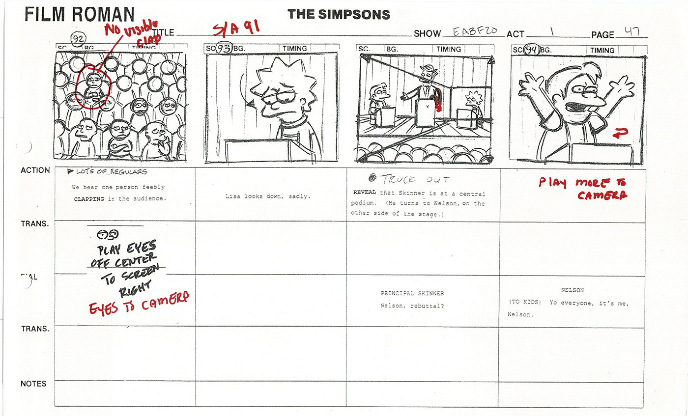 The Simpsons Production Animation Storyboard Copy Fox 2003 CS-42