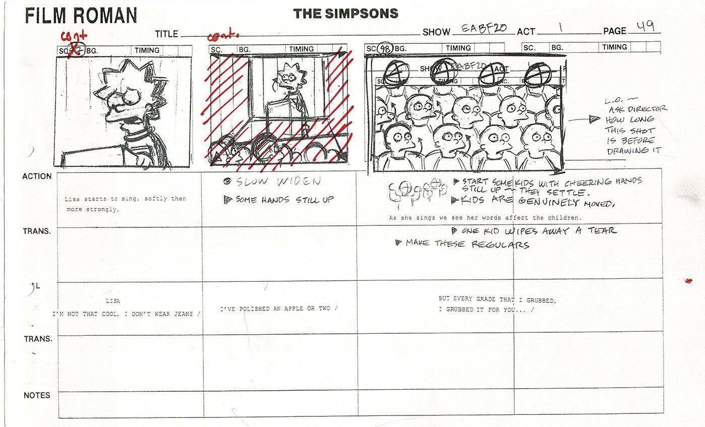The Simpsons Production Animation Storyboard Copy Fox 2003 CS-44