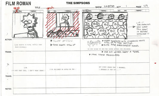 The Simpsons Production Animation Storyboard Copy Fox 2003 CS-44