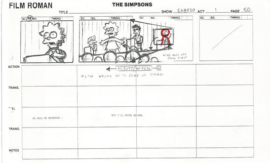 The Simpsons Production Animation Storyboard Copy Fox 2003 CS-45
