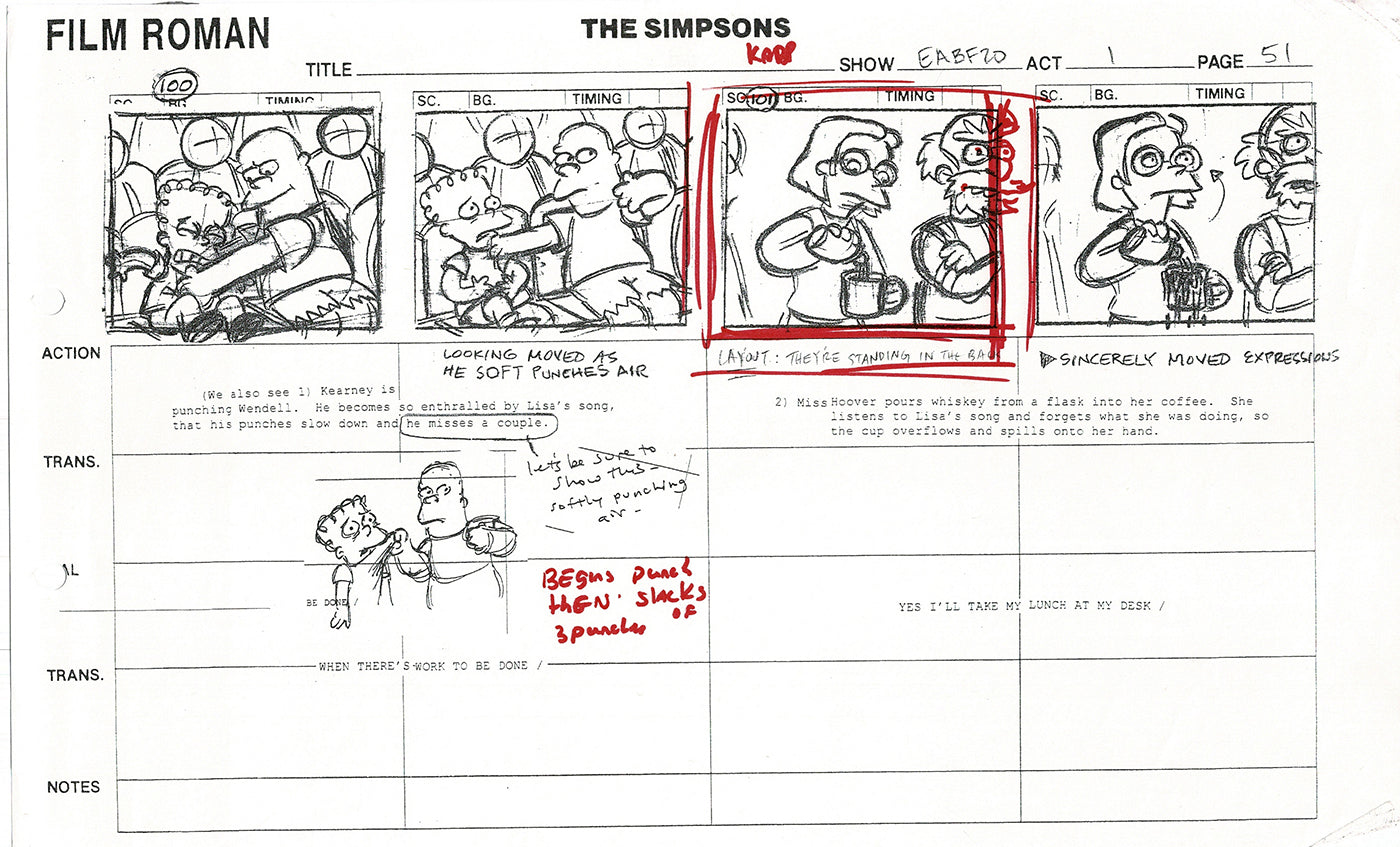 The Simpsons Production Animation Storyboard Copy Fox 2003 CS-46