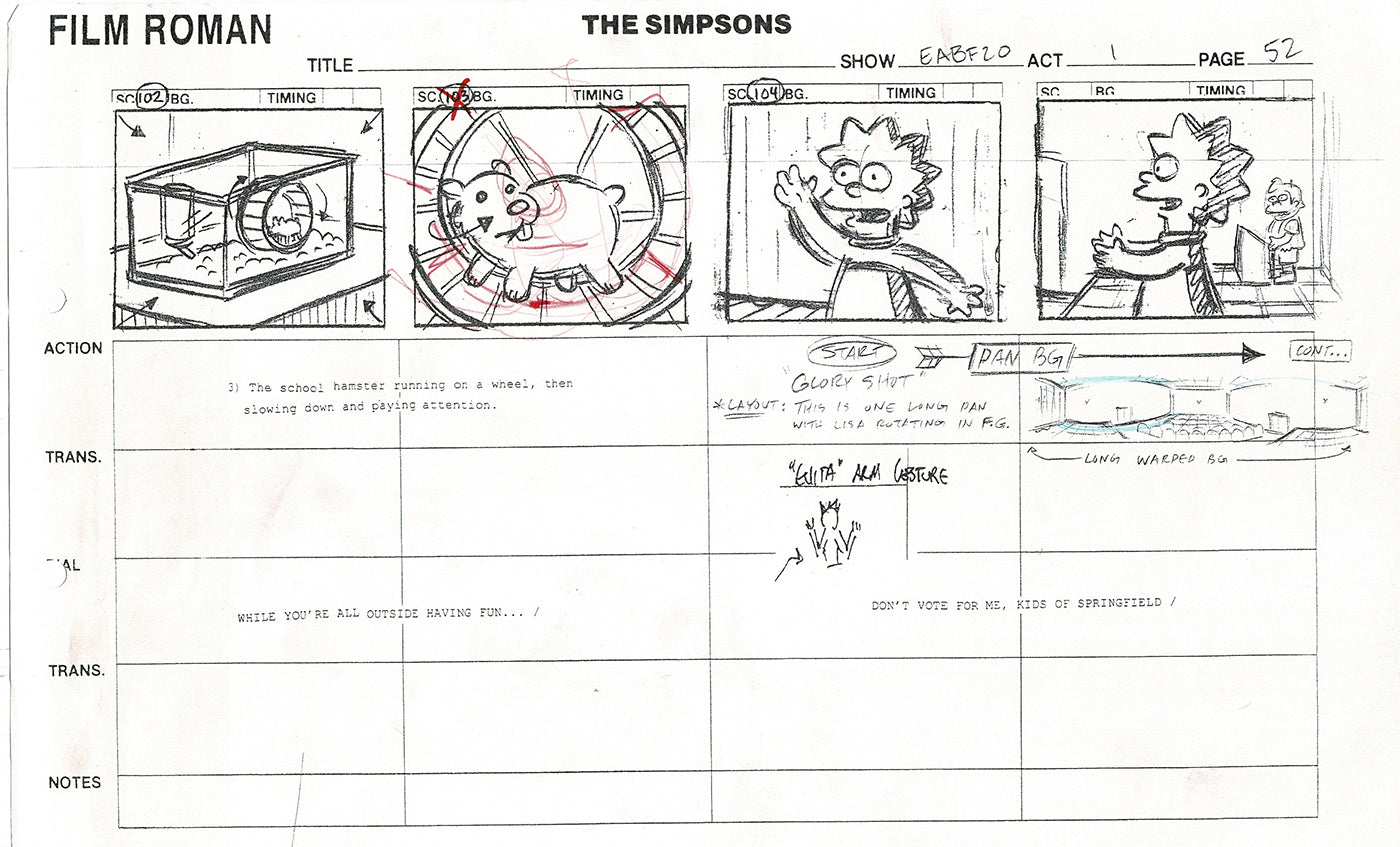 The Simpsons Production Animation Storyboard Copy Fox 2003 CS-47