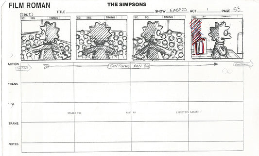 The Simpsons Production Animation Storyboard Copy Fox 2003 CS-48