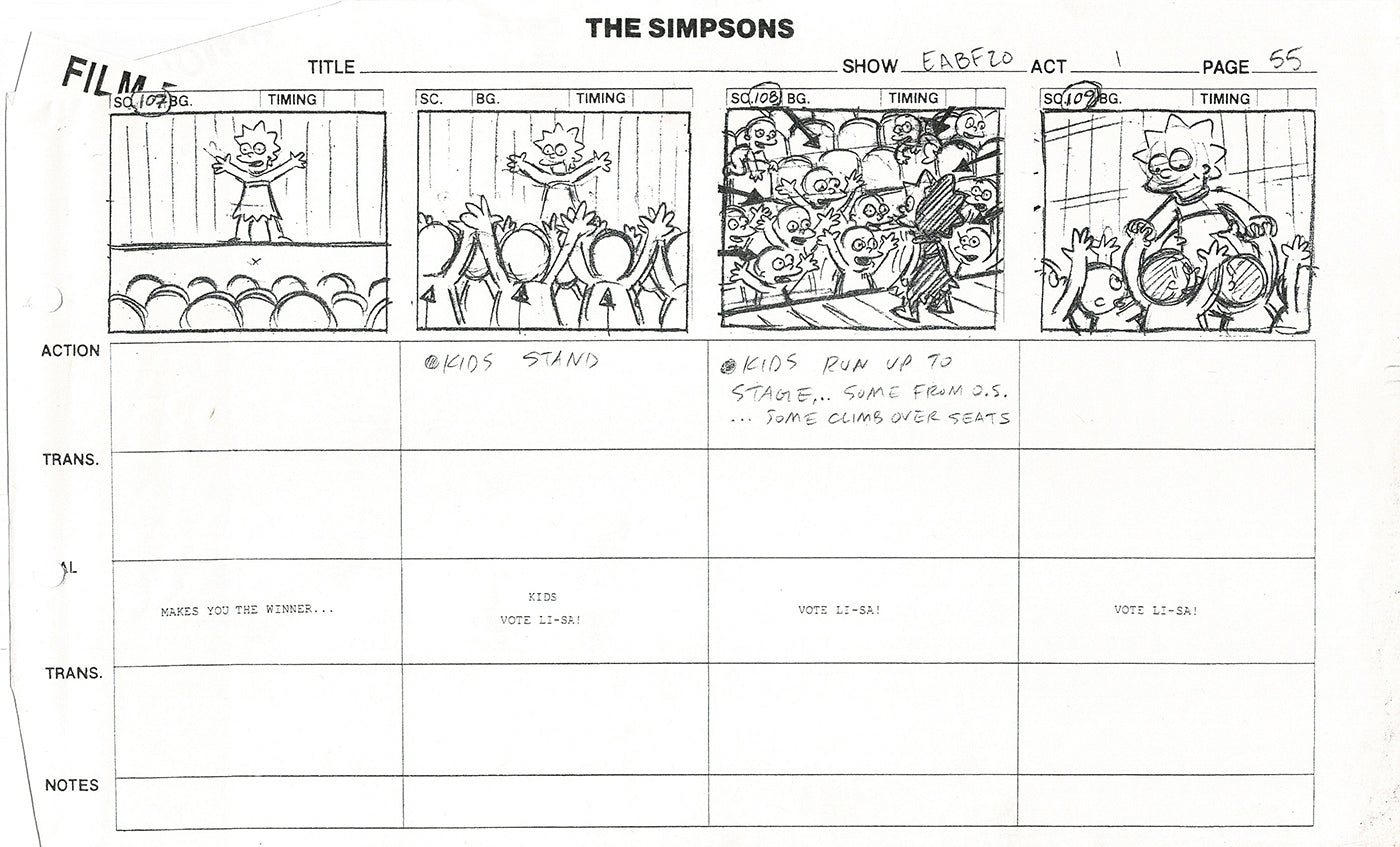 The Simpsons Production Animation Storyboard Copy Fox 2003 CS-50