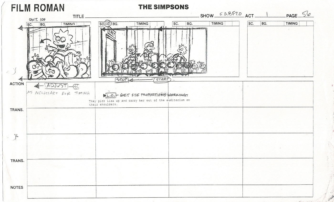 The Simpsons Production Animation Storyboard Copy Fox 2003 CS-51