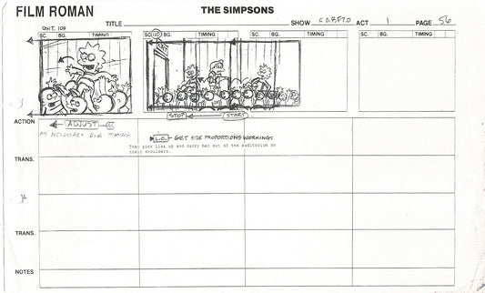 The Simpsons Production Animation Storyboard Copy Fox 2003 CS-51