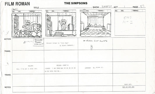 The Simpsons Production Animation Storyboard Copy Fox 2003 CS-52