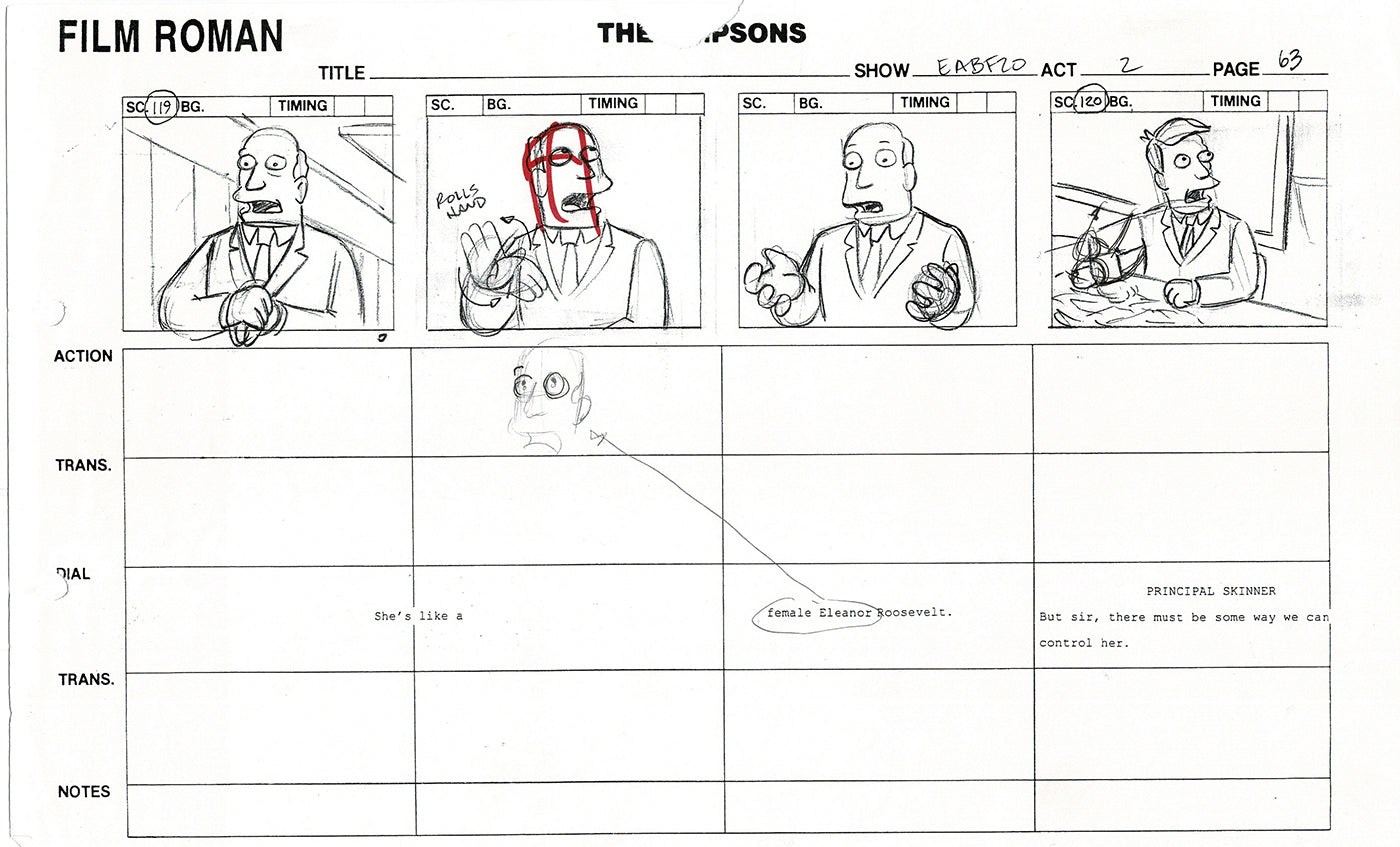 The Simpsons Production Animation Storyboard Copy Fox 2003 DS-04