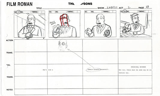 The Simpsons Production Animation Storyboard Copy Fox 2003 DS-04