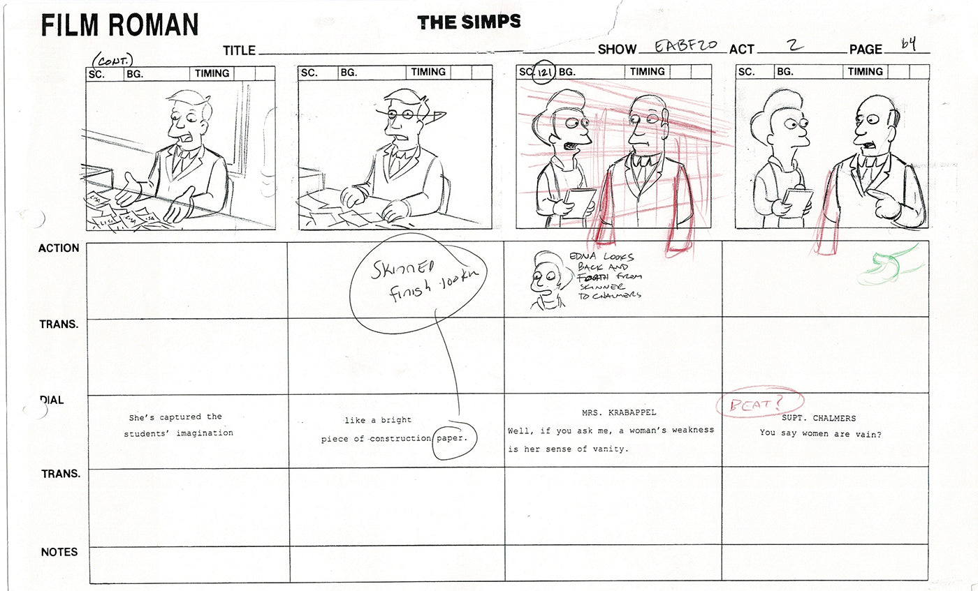 The Simpsons Production Animation Storyboard Copy Fox 2003 DS-05