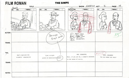 The Simpsons Production Animation Storyboard Copy Fox 2003 DS-05