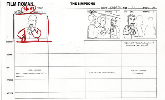 The Simpsons Production Animation Storyboard Copy Fox 2003 DS-07