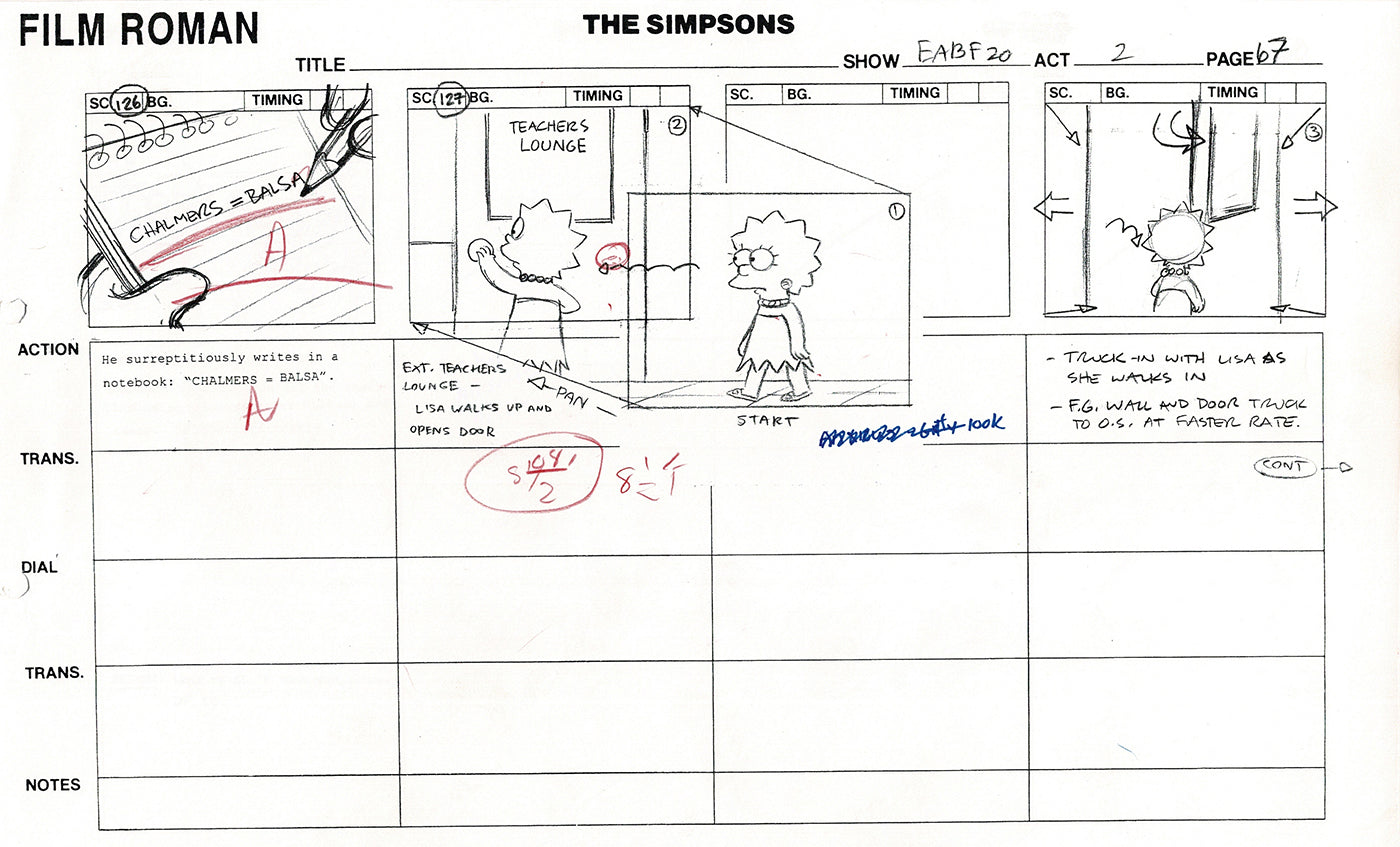 The Simpsons Production Animation Storyboard Copy Fox 2003 DS-08