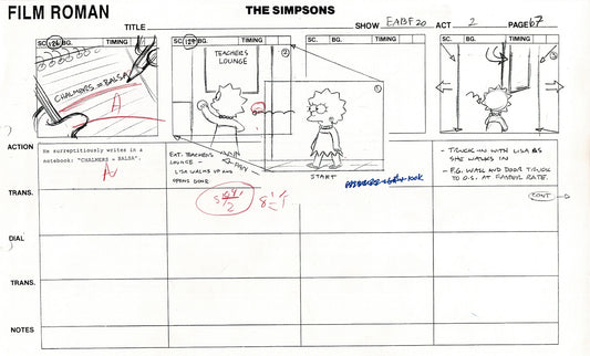 The Simpsons Production Animation Storyboard Copy Fox 2003 DS-08