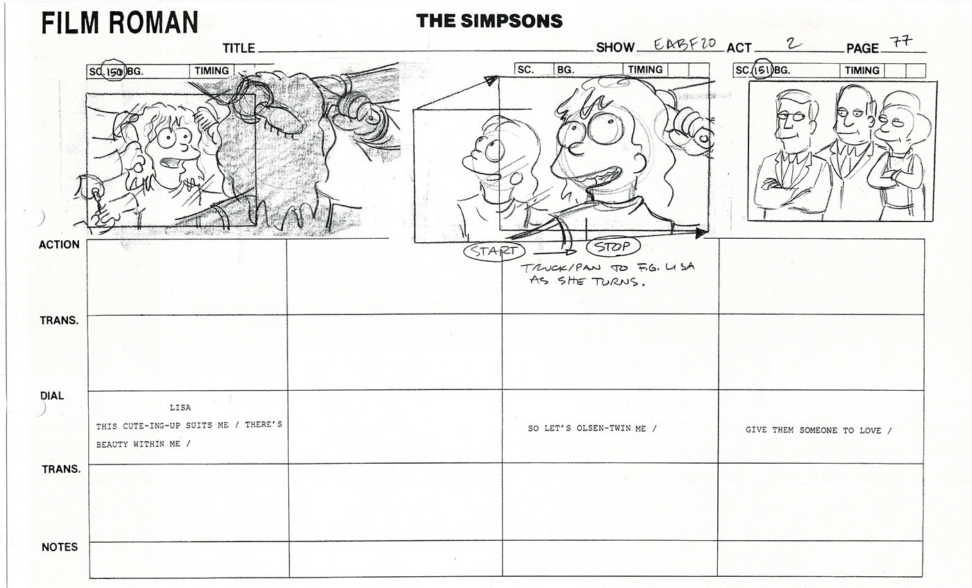 The Simpsons Production Animation Storyboard Copy Fox 2003 DS-10