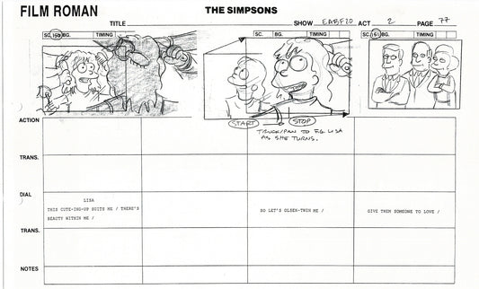 The Simpsons Production Animation Storyboard Copy Fox 2003 DS-10