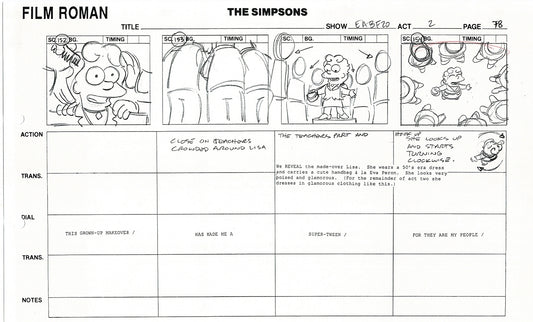 The Simpsons Production Animation Storyboard Copy Fox 2003 DS-11
