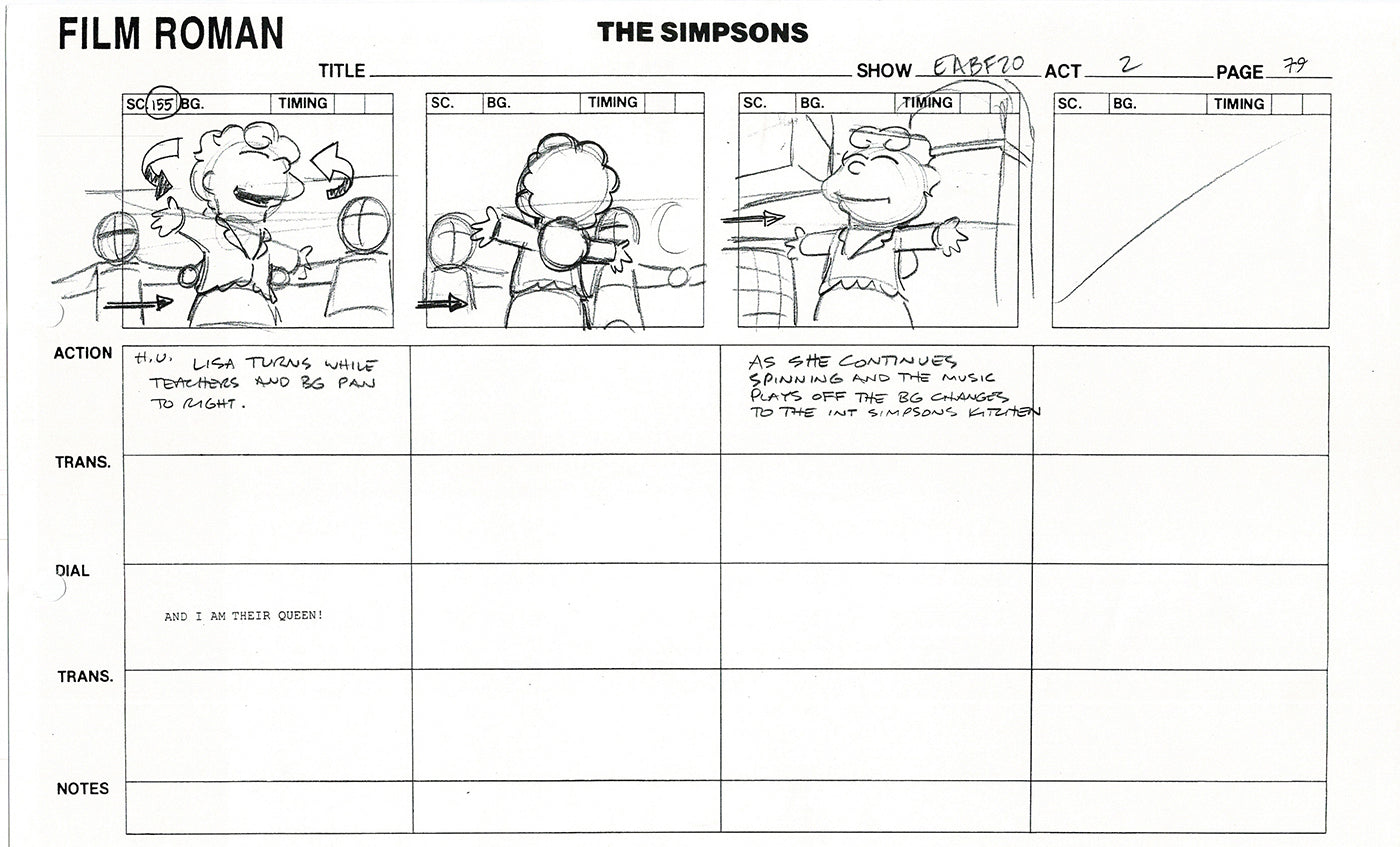 The Simpsons Production Animation Storyboard Copy Fox 2003 DS-12