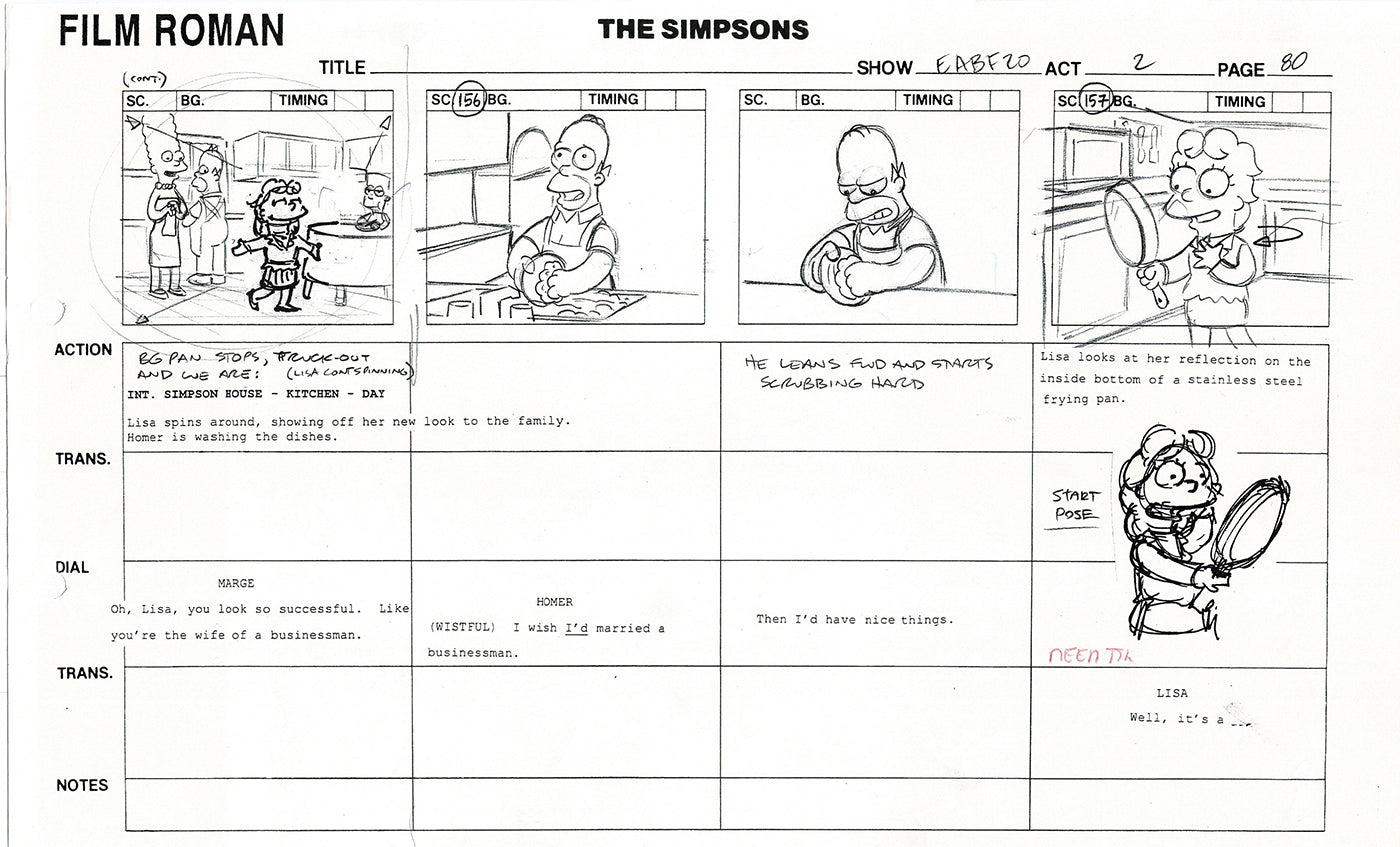 The Simpsons Production Animation Storyboard Copy Fox 2003 DS-13