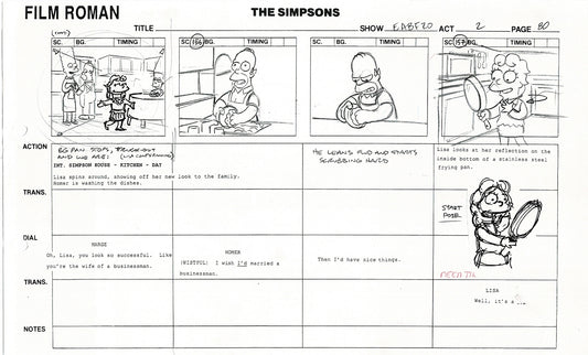 The Simpsons Production Animation Storyboard Copy Fox 2003 DS-13