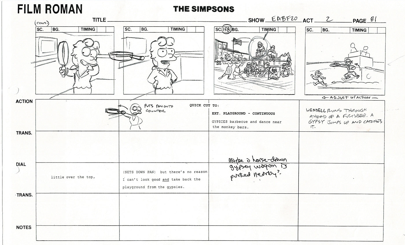 The Simpsons Production Animation Storyboard Copy Fox 2003 DS-14