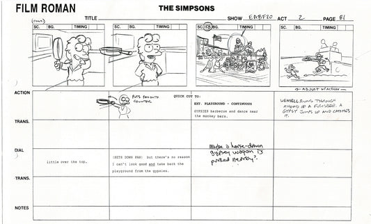 The Simpsons Production Animation Storyboard Copy Fox 2003 DS-14