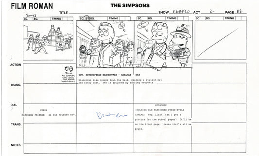 The Simpsons Production Animation Storyboard Copy Fox 2003 DS-15